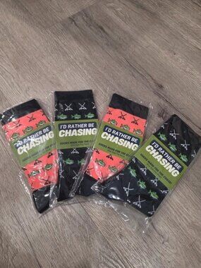 I'd rather be chasing mens fishing sock bundle of 4. Black and orange